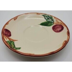 Vintage Franciscan Ware Hand Decorated Saucers Apple California Round Stamp